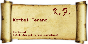 Korbel Ferenc névjegykártya